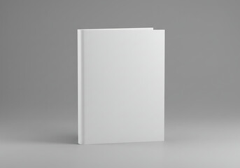 A sleek hard cover book mockup, bathed in the soft glow of a grey backdrop, ready to showcase its cover design