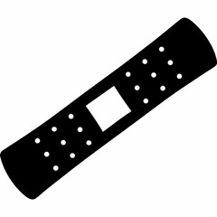 Minimal Black Silhouette Bandage Strip Icon – Vector Medical Symbol on White Background