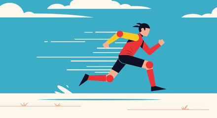 Dynamic Illustration of a Fast Runner with Speed Lines