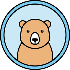 bear watercolor in a circle