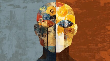 Right brain left brain specialization in neuropsychology split human head with distinct creative and logical elements