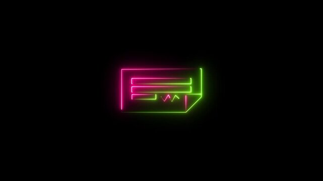 Neon business tools icons, bright neon symbols for productivity, OE design and corporate dashboards in video graphics.