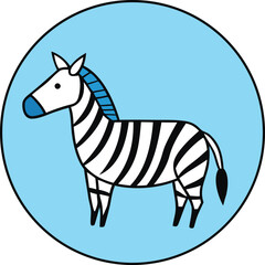 zebra watercolor in a circle