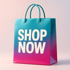 Stylish Black Shopping Bag with Shop Now Text