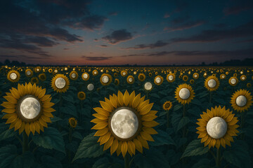 strange sunflowers garden growing from moons