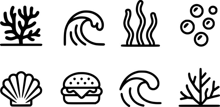Coral wave seashell bubbles burger vector