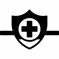Medical Shield Protection Icon  Black Silhouette Vector Design for Healthcare