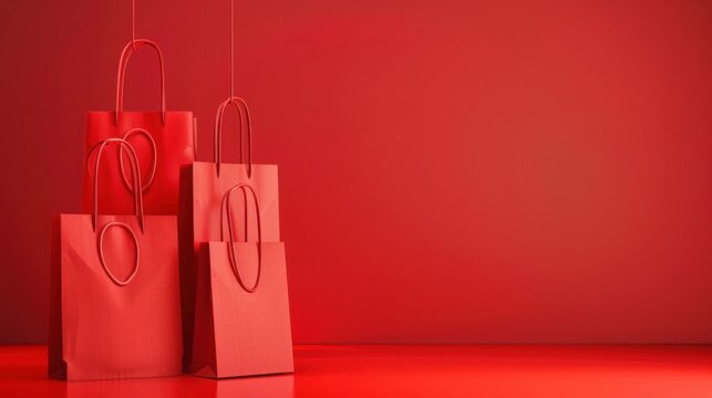 Several shopping bags in a monochromatic studio setting