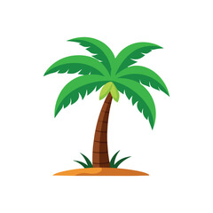 Vector Illustration of a Coconut Tree with Palm Leaves Isolated on White Background