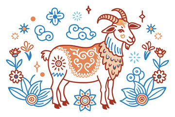 Beautiful Goat of white background