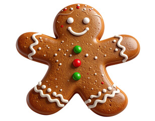 Classic Gingerbread Man Cookie with Icing Details – Transparent PNG (2)