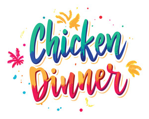 Obraz premium Colorful chicken dinner design with vibrant lettering for restaurant and food promotion use, Chicken Dinner Text Design