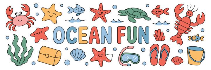 Colorful Ocean Fun Cartoon Sea Creatures
