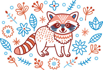 Beautiful Raccoon of white background