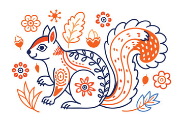 Beautiful Squirrel of white background