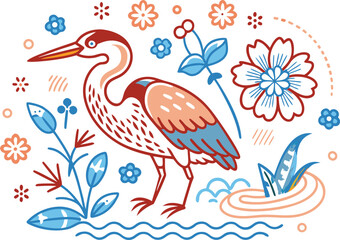 vector illustration of a bird on a branch