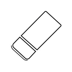eraser,office,tool flat line icon illustration of a simple rectangular eraser for removing pencil marks or correction