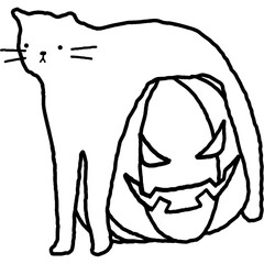 cat halloween outline illustration halloween cat arching over pumpkin doodles cute hand drawn spooky cat vector cute halloween illustration