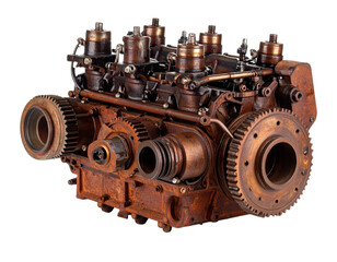 Rusty industrial engine part