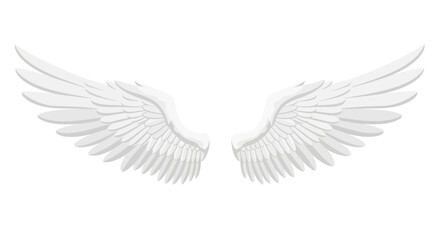 Obraz premium Elegant vector illustration showcasing ethereal, pristine white angel wings, conveying freedom and purity, perfect for creative design projects,