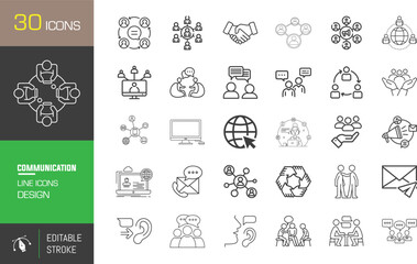Communication and Social Network Line Icons