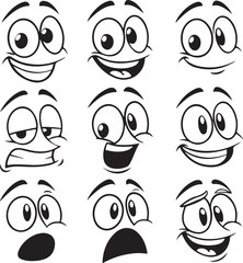 Cartoon Face Expressions Collection Expressive and Versatile Vector Illustration of Diverse Emotions Portrayal