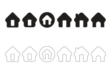 Home icon set. Simple house icon.