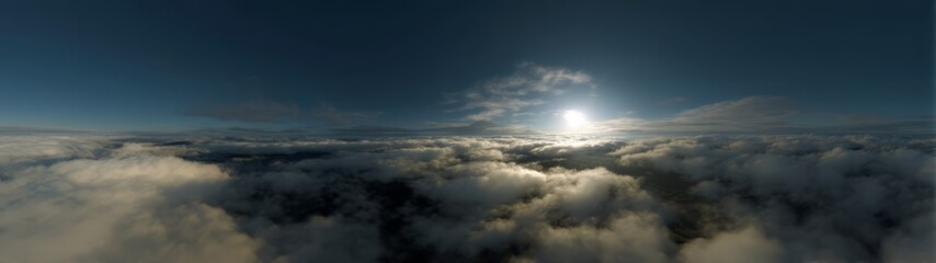 Obraz premium Stunning hdr sunrise over clouds 360 degree view panoramic sky nature landscape