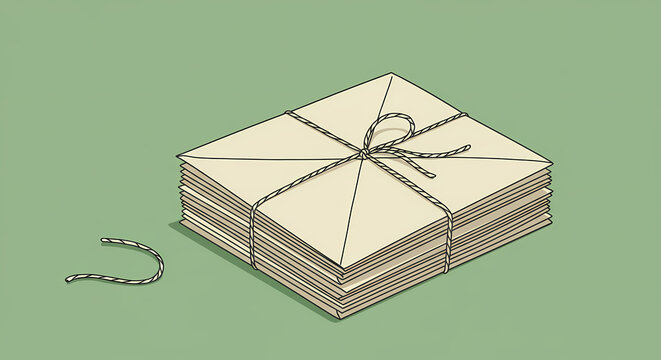 A stack of vintage letters tied with string, representing old-fashioned communication and nostalgia