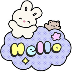 hello 구름 손글씨 일러스트 스티커