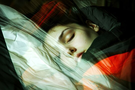 Mental breakdown. Metaphorical sleep disorders awareness of a loss of pleasure or interest. Deep sadness. Sleep disorders - cause of depression: abstract image of human state. Depression signs.