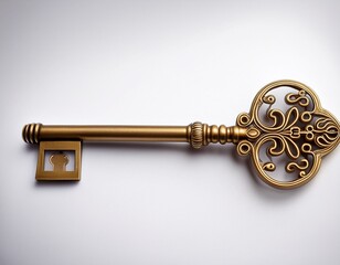 antique key vintage key old key skeleton key ornate key bronze key metal key on white background