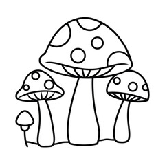 Obraz premium whimsical forest mushrooms coloring page design