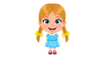 Charming Animated Character: A Young Girl with Braids and a Sunny Disposition ready for digital projects or educational resources