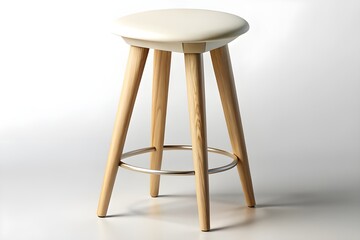 Modern wooden bar stool with light upholstered seat