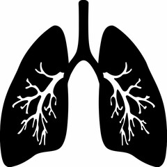Lungs Anatomy Silhouette Vector – Black Medical Icon Design
