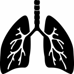 Lungs Anatomy Silhouette Vector – Black Medical Icon Design