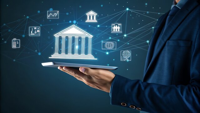 Digital Architecture on Tablet: Modern Business Connectivity and Technology Management Illustration with Global Network.