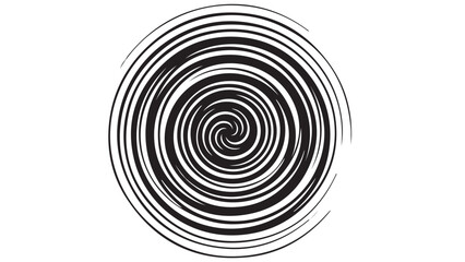 Vortex illustration with black lines in circular motion for hypnotic effect, vector art