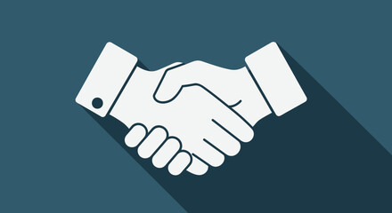 Stylized handshake graphic symbolizing collaboration, partnership and business agreements for promoting trust and professional relationships