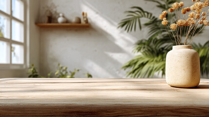 flowers in a vase, Log and dried flower home space for background material, home decoration, space display, creative design