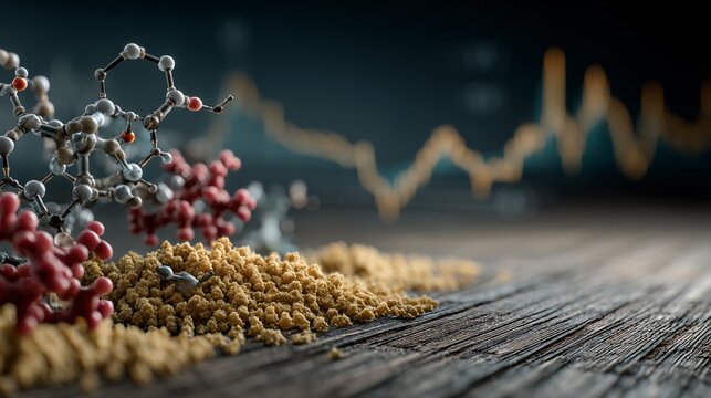 Molecular Structure and Stock Market Trend Background in Focus