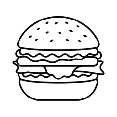 a double meat burger with cheese and lettuce on-white background 