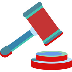Stylized gavel and sounding block for legal decisions