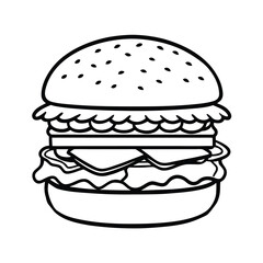 a double meat burger with cheese and lettuce on-white background 