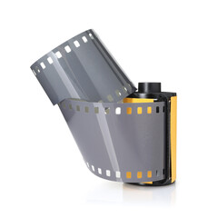 Roll of photographic film isolated on white