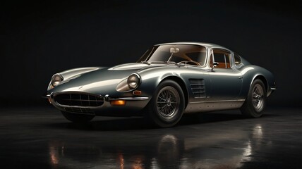 Obraz premium Ultra-Detailed 1960s Vintage Sports Car on Dark Glossy Background