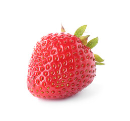One fresh ripe strawberry isolated on white