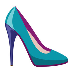 Elegant Teal High Heel Shoe with Purple Trim A Stylish Fashion Illustration for Designers Advertisers and Fashion Enthusiasts Seeking a Chic and Eye Catching Graphic
