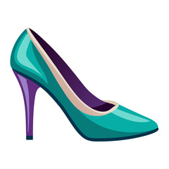 Elegant Teal High Heel Shoe with Purple Heel a Stylish and Fashionable Footwear Choice for Special Occasions or Everyday Glamour Isolated on a White Background